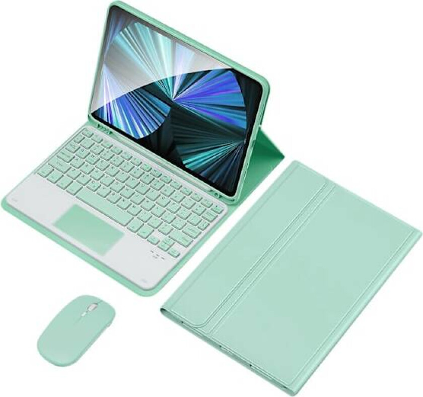 Trådløst tastaturdeksel med mus for iPad 10.9 (2022), PU Folio Flip Cover Bluetooth tastaturdeksel