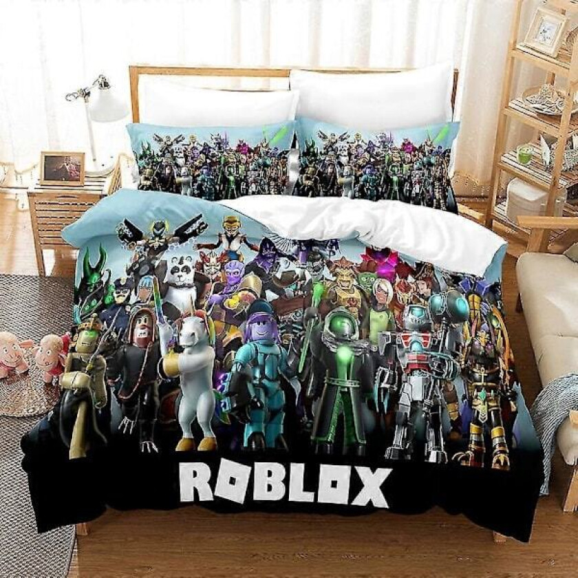 R03 Roblox 3D-printet sengesett dynetrekk putetrekk barnegave_v UK SINGLE 135x200cm