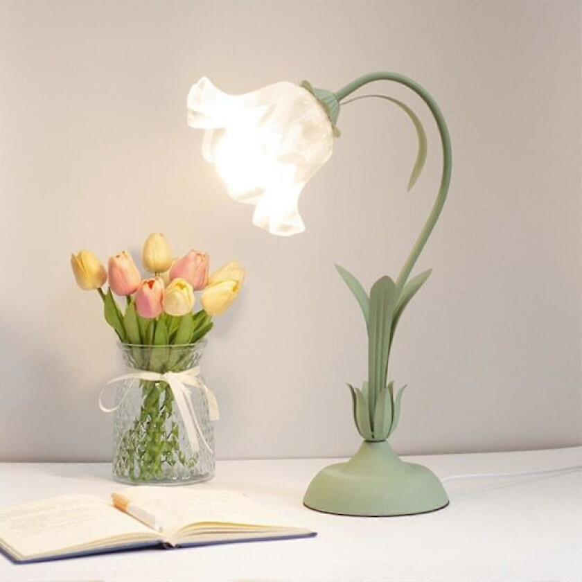 Blomsterbordlampe Leselampe Nattlampe Vintage Blomster Nattlampe Sengelampe Dekorasjon Stue Soverom Rombelysning Bordlampe Hjemmedekorasjon