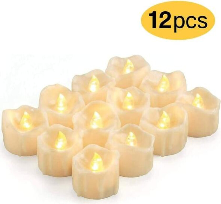 LED-timerlys, 12-pakning LED-teljus med timer, flimrende telys