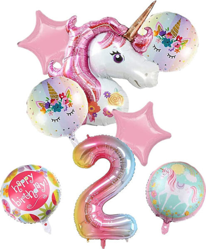 2-årsdag Dekorasjoner for Jente, 40\" Unicorn Ballonger Bursdagsfest Dekorasjoner, Folieballonger for 2 År Gammel Bursdagsfest