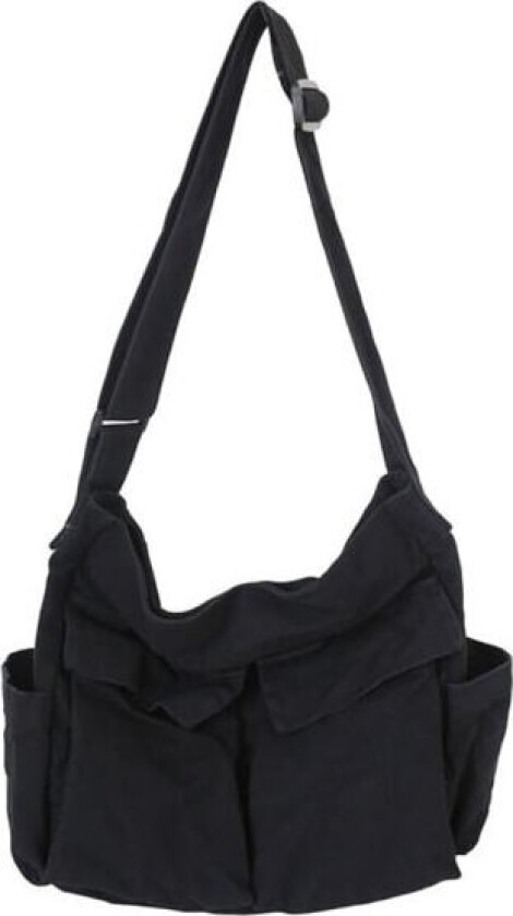 Messenger Bag for School Vintage Black Canvas Reclining Ladies