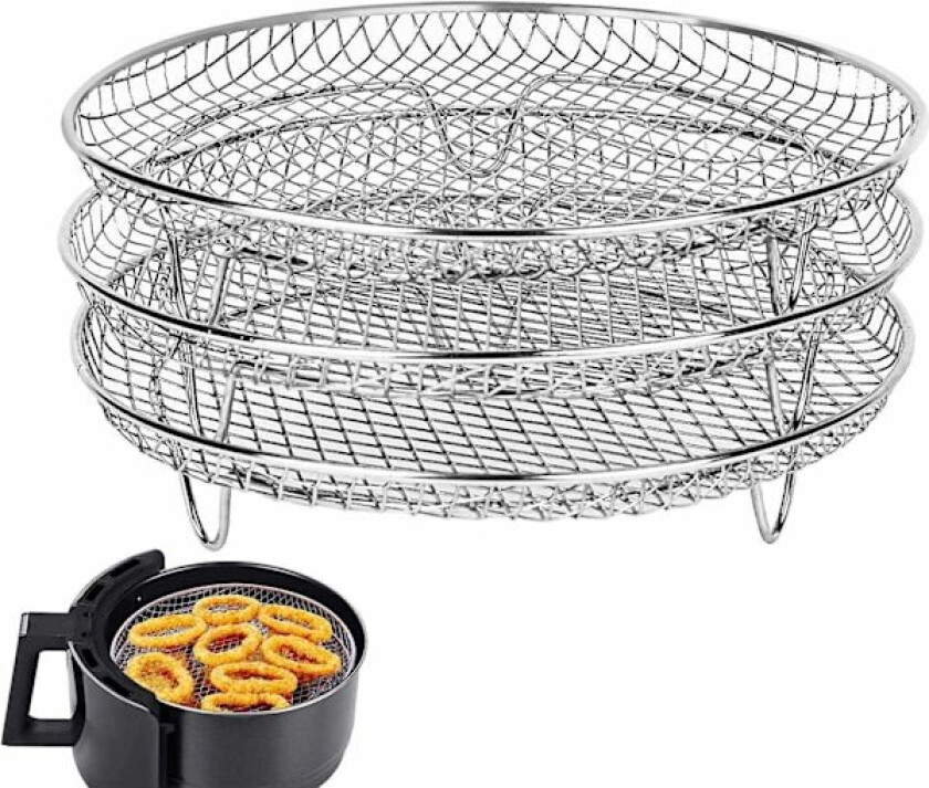 3 stk Air Fryer Rack Airfryer Kurv Hylle Rustfritt stål Airfryer