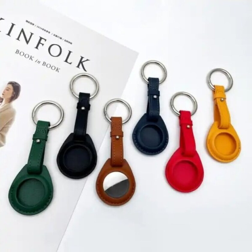 Nøkkelringholder i luksuriøst flerfarget vegansk skinn til Apple AirTag, med beskyttende etui