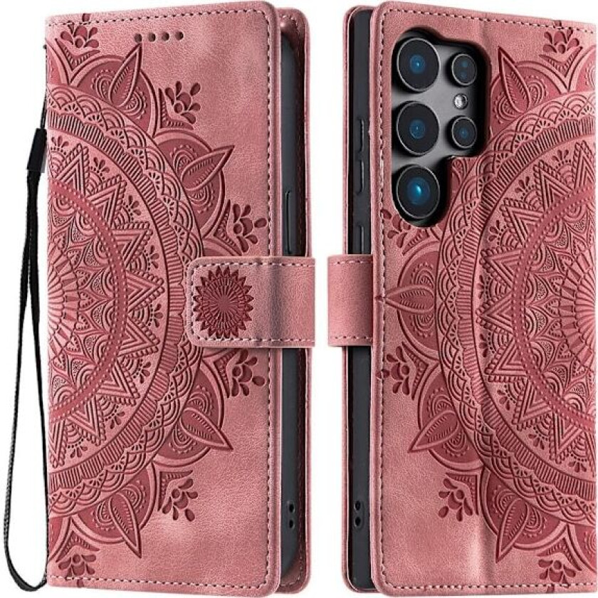 For Samsung Galaxy S25 Ultra Lommebok Deksel Shell Mandala Blomstermønster