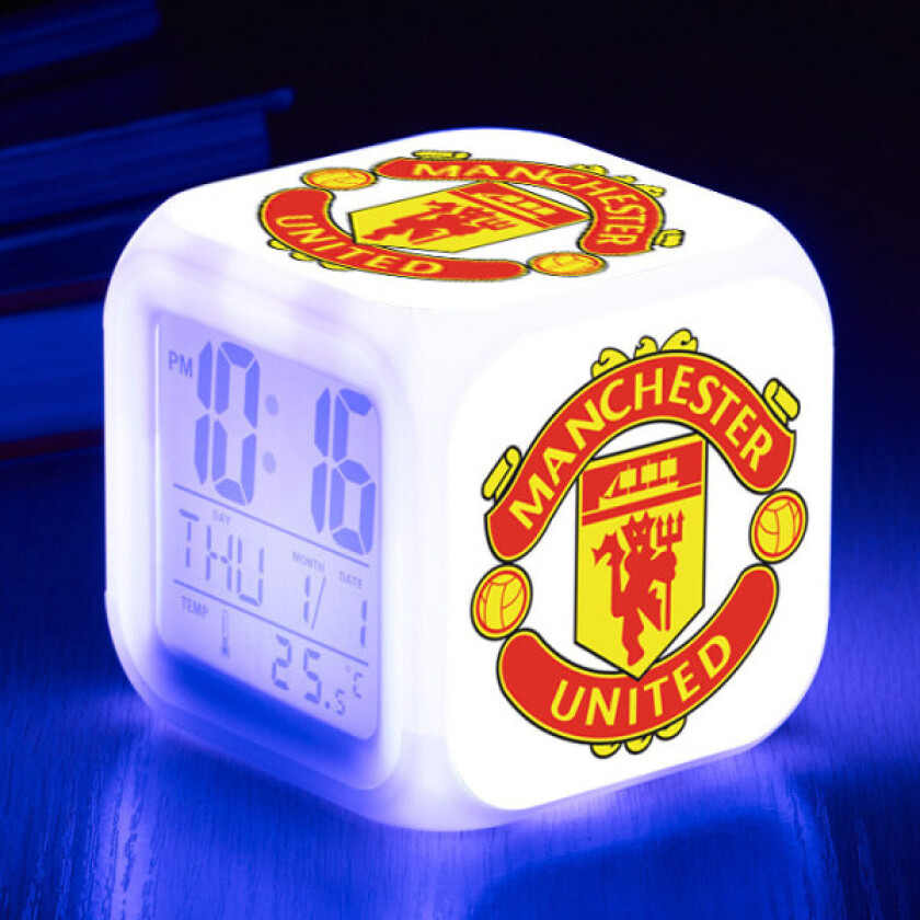 Sports Club Fotball LED Vekkerklokke Lysende Digital Klokke 7 Farger Klokke Mini Barn Sengeside Vekkerklokke