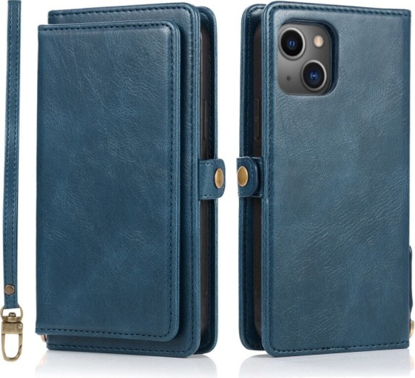 iPhone 15 Plus - Luksuriøst Lommebokdeksel i Lær med Kortholder