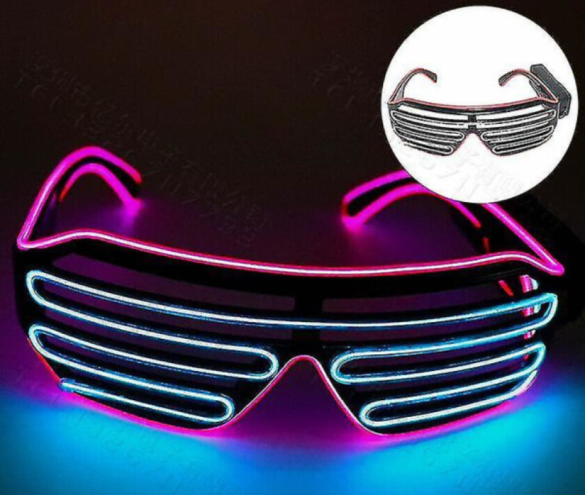 Lysende Wire Shutter Neon Rave Led-briller, Glødende I Mørket Blinkende Led Solbriller, Lysende Briller Til Fester (FMY)