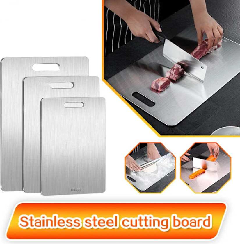 316 Rustfritt Titan Skjærebrett, Skjærebrett i Rustfritt Stål, Dobbeltsidig Titan for Skjæring av Kjøtt, Frukt Skjærebrett