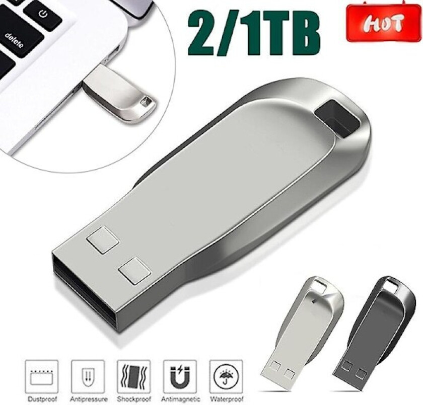 USB 3.0 2TB Flash Drive Minneplugg Høyhastighets Data Minnelagring Flash Disk Stick