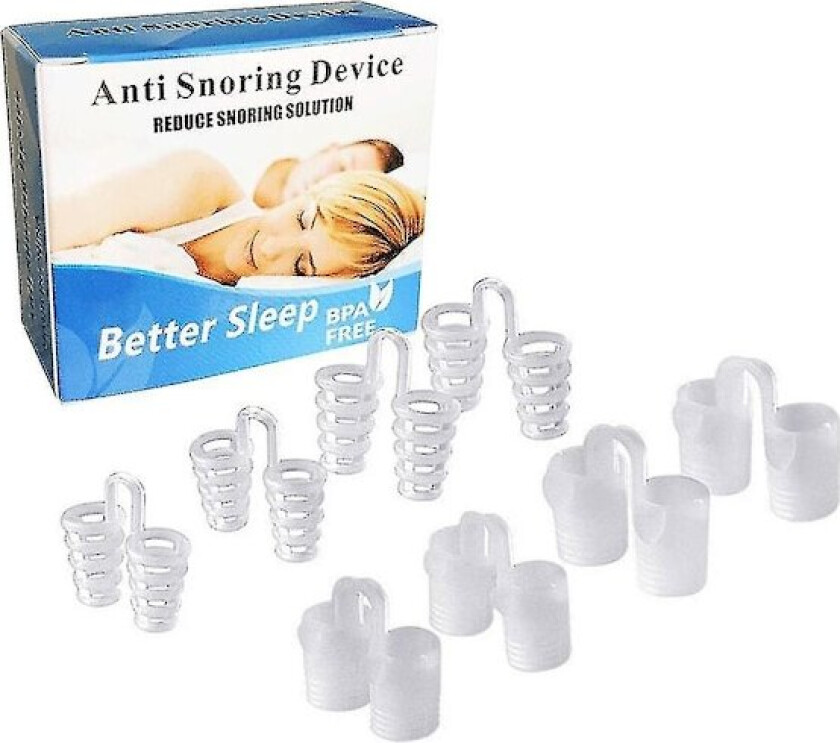 8 stk/sett Silikon Nesebor-klipp Anti-snorking Klipp Søvnapné Nesedilatator Enhet Søvnstøtte