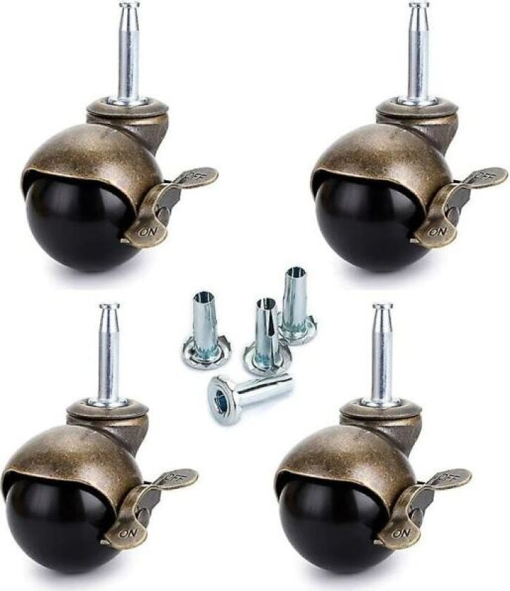 8 stk 40 mm spindelhjul, møbelhjul med brems, nylon til kontorstol, sovesofa, sofa, bæreevne 25 kg per hjul