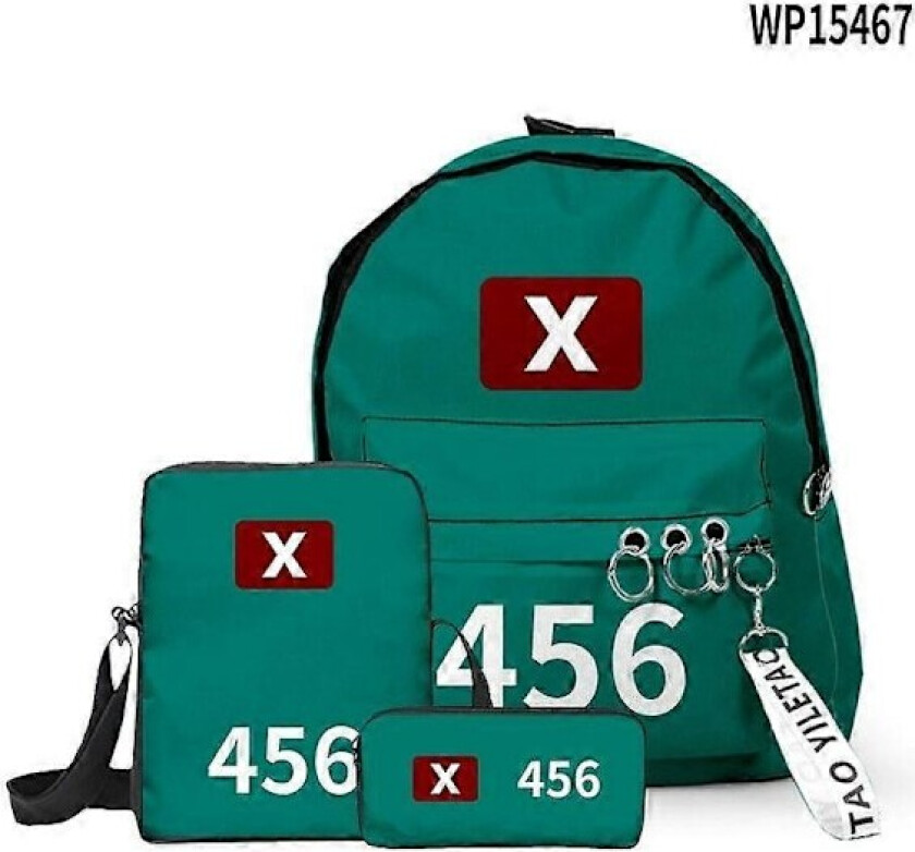 3PC Squid Sesong 2 Survival Game Ryggsekk Tre-delt ryggsekksett for gutter og jenter