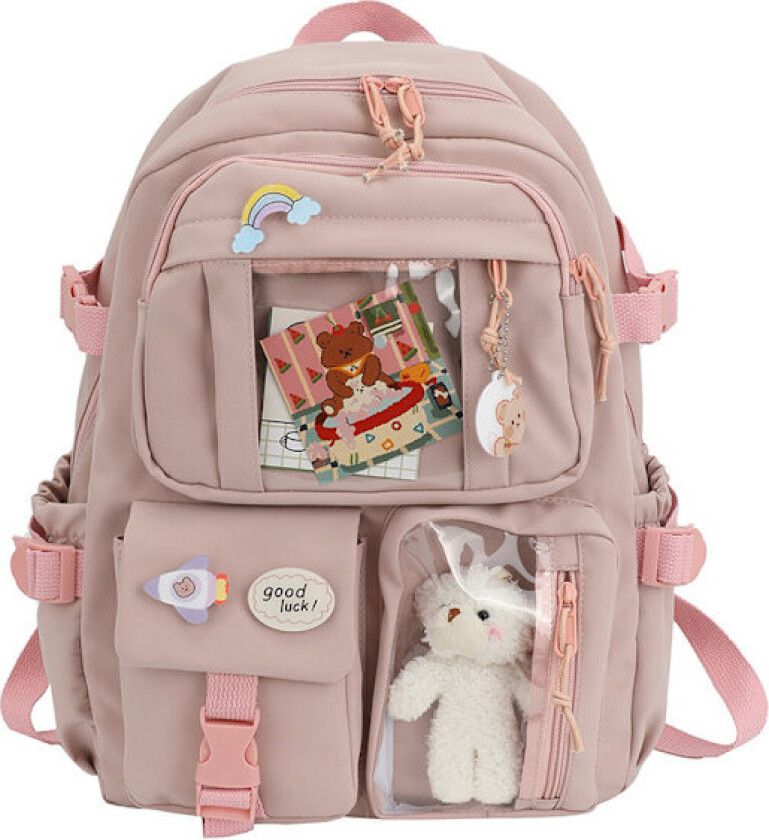 Kawaii Ryggsekk, Stor Kapasitet Søte Bjørn Tilbehør Ryggsekk For Skole Multi Lomme Kawaii Håndveske Japansk Skoleveske For Tenåringsjenter