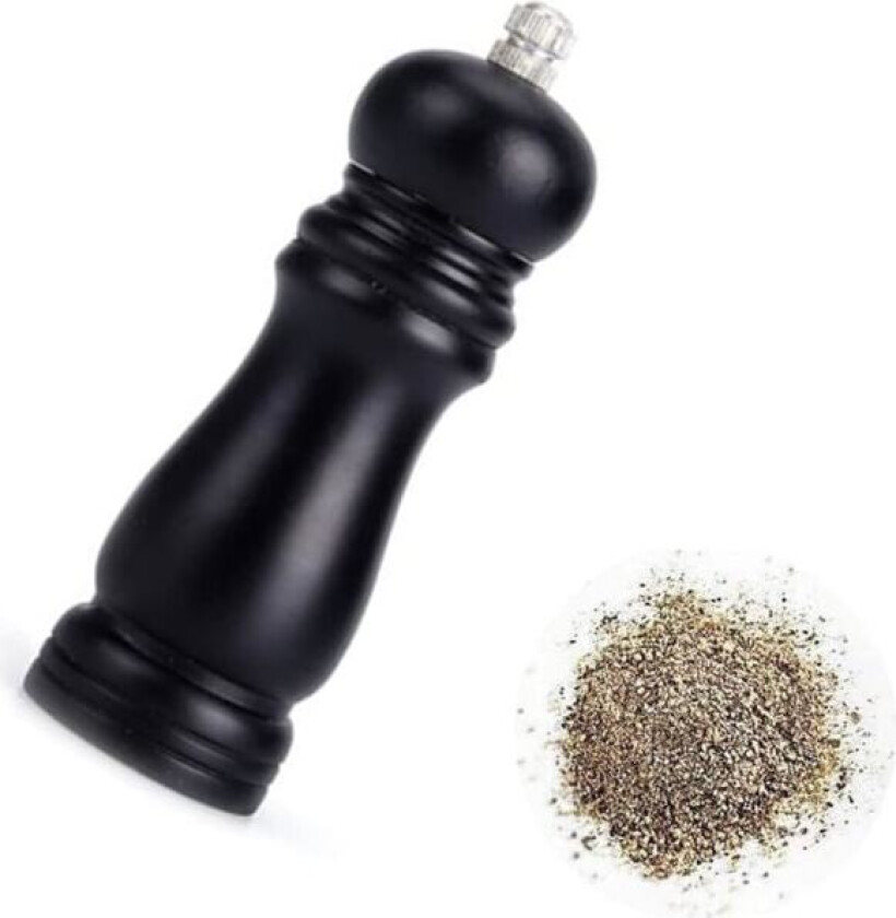 PCS (Svart)Pepperkvern, Manuell Pepperkvern, Pepperkvern i Tre, Pepper- og Saltkvern, Pepperkvern i Massivt Tre, Pepperkvern i Tre, Justerbar Krydderkvern, Til Havsalt, Pepper
