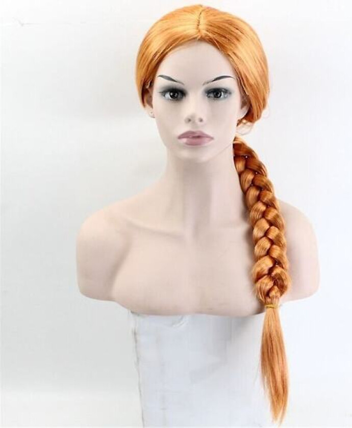 Halloween Shrek Kvinners Prinsesse Fiona Parykk Monster Finona Rollespill Oransje Brun Flettet Hår Parykk Cosplay Tilbehør
