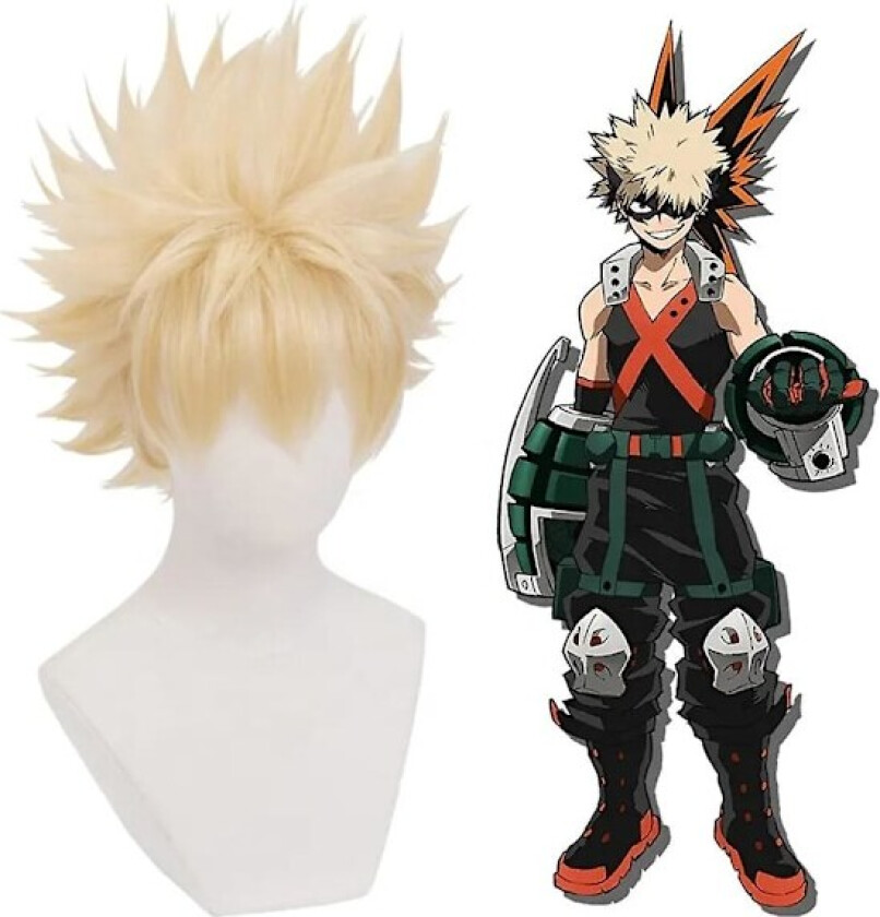 Bakugou Katsuki Parykk Blonde Parykker Med Lugg Cosplay Rekvisitt Anime Kostyme Rekvisitter For Manga Anime My Hero Academia