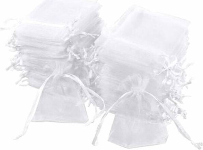 100 stk hvite organzaposer, 7 x 9 cm, organza gavepose, smykkepose, bryllupsposer, lavendelposer, bryllupsgaver