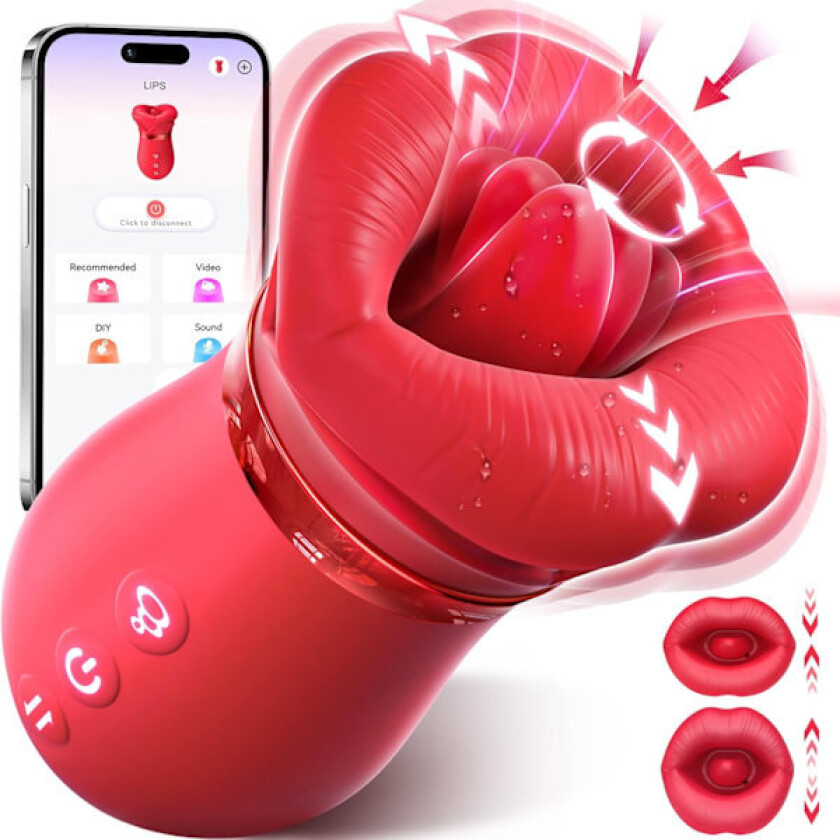 Vibrator for Voksne Sexleker for Kvinner - 5-i-1 Munnsugende Vibrator Rose Sexleke, 10 Tungekyss, 3 Automatiske & 1 Manuell Sugende Voksenleker