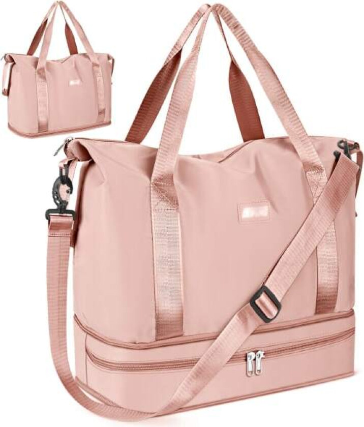 Reise Duffel Bag, Weekend Bag med Trolley Sleeve, Tørr og Våt Separat Sports Gym Bag Vanntett Bag Carry On Bag