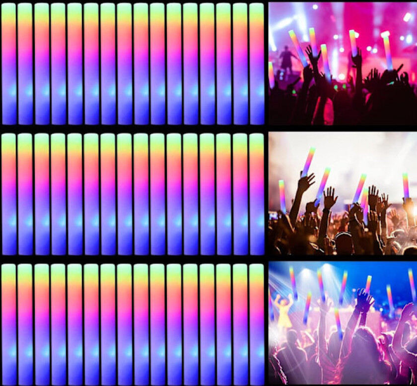 50 stk. LED Skum Glow Sticks Lysstaver Glow Party Utstyr 3 Moduser Blinkende 50 stk.