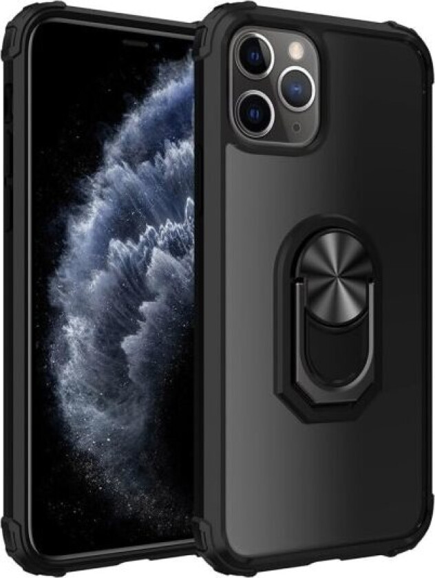 iPhone 11 Pro deksel med fingerring kickstand TPU hybrid svart