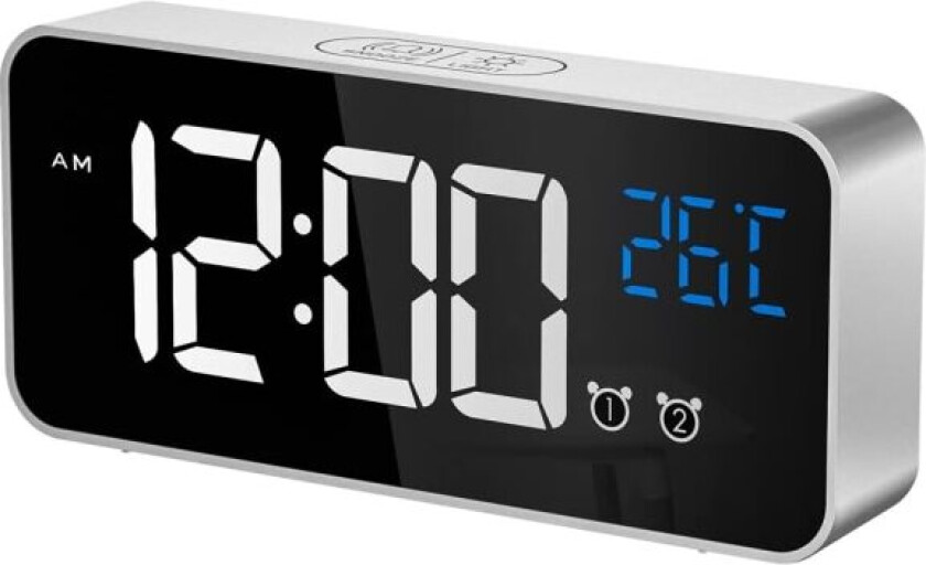 Stor digital vekkerklokke for synshemmede - 14,5 cm sølv