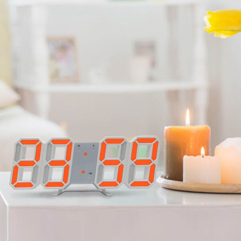 Vekkerklokke 3D LED Digital Klokke Veggdekorasjon Glødende Nattmodus Justerbar Elektronisk Bordklokke Veggklokke Dekor Stue LED Klokke