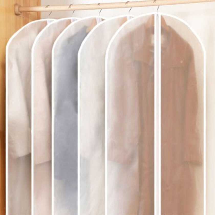 5 stk Klærpose 23,6x47,2 tommer Stor Transparent Pustende Vaskbar Dresspose for Hjemmet Garderobe Klær