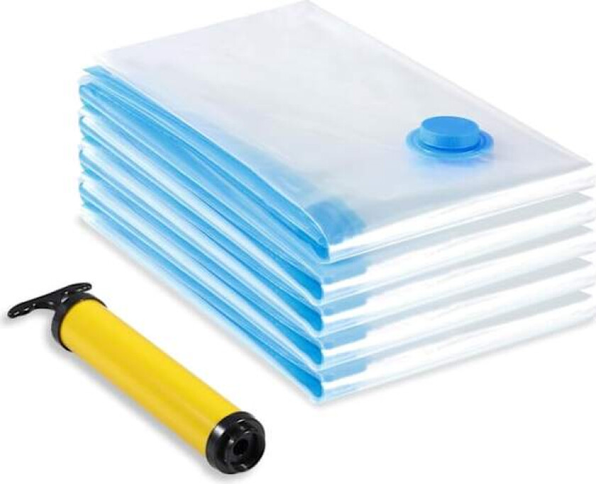 Vakuumposer, 5-pakning (60 x 80 cm) Gjenbrukbare klesposer, oppbevaringstrekk med manuell pumpe