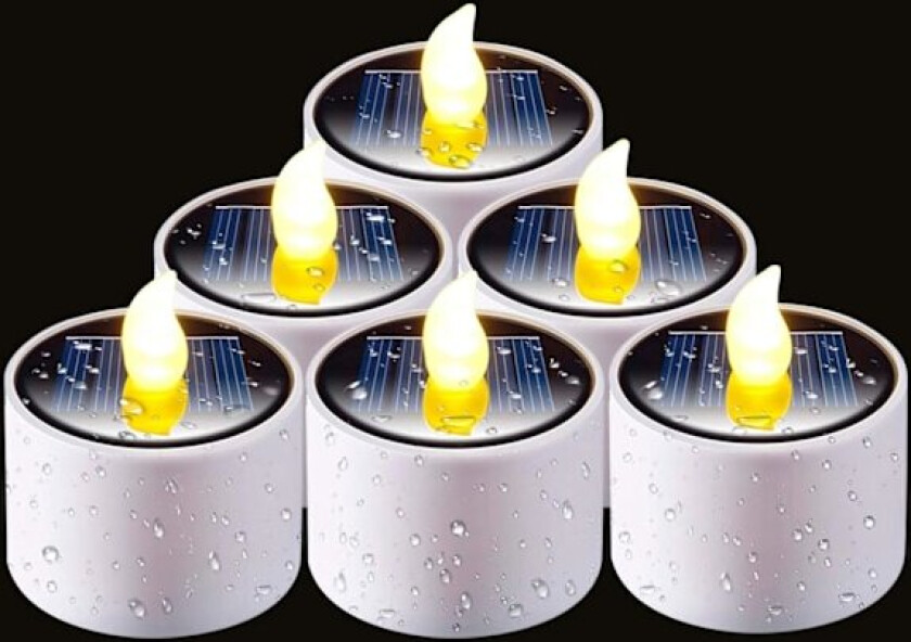 Solcellelys Utendørs Vanntett, Fra Skumring til Daggry Utendørsbelysning, Gjenbrukbare LED Telys for Lykt Hage Camping og Hjemmeinnredning, 2.3''x2