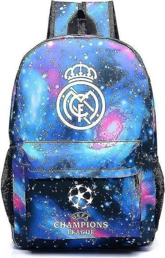 Star Real Madrid Uefa Champions League Skulderveske Fan Ryggsekk Student Skoleveske Oppbevaringsveske-r (FMY)
