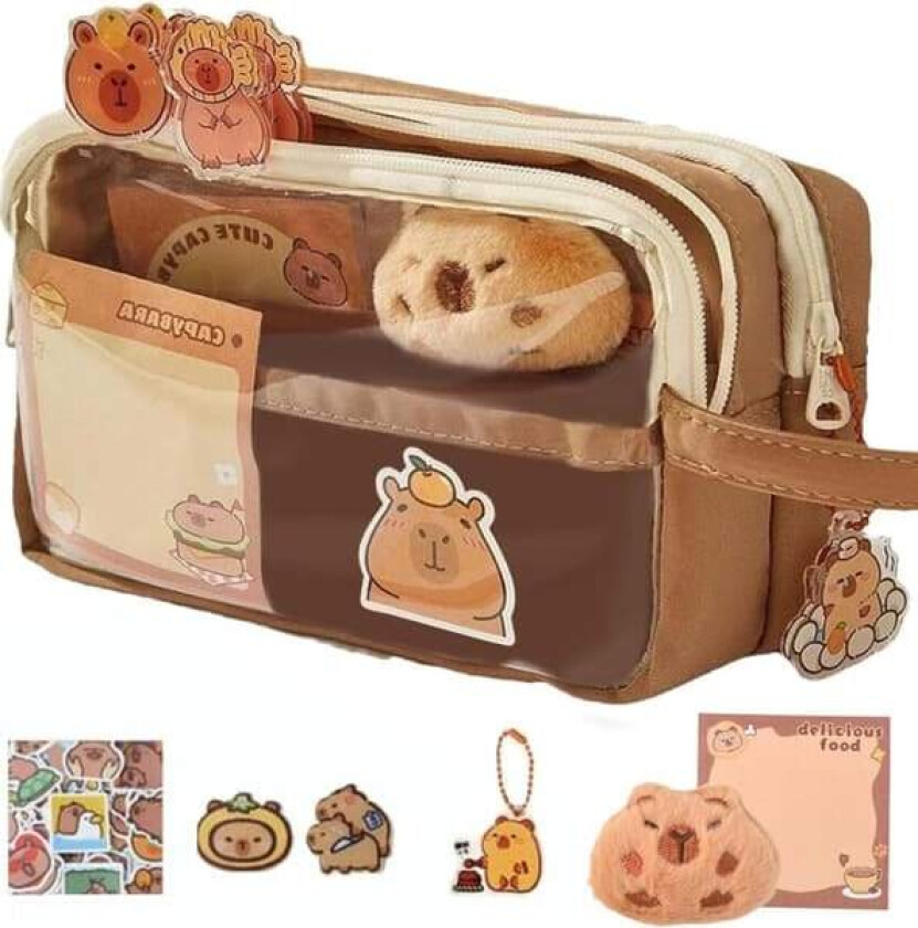 Capybara pennal, Capybara pennal med stor kapasitet, capybara pennal, transparent kapybara søtt pennal_qq