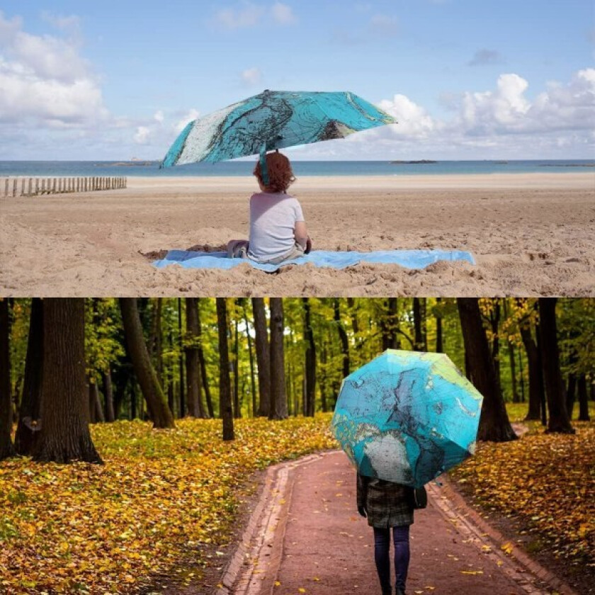 Verdenskart Paraply Automatisk Paraply Sammenleggbar Paraply Vindtett/