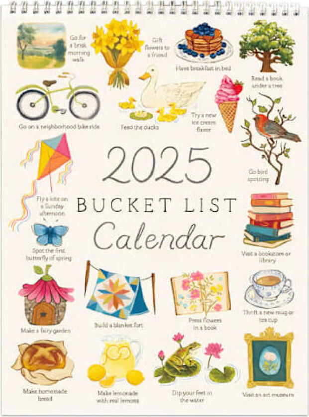 2025 Bucket List Kalender, 12 Måneders Veggkalender, 2025 Veggkalender To Do Liste Notater Kalender