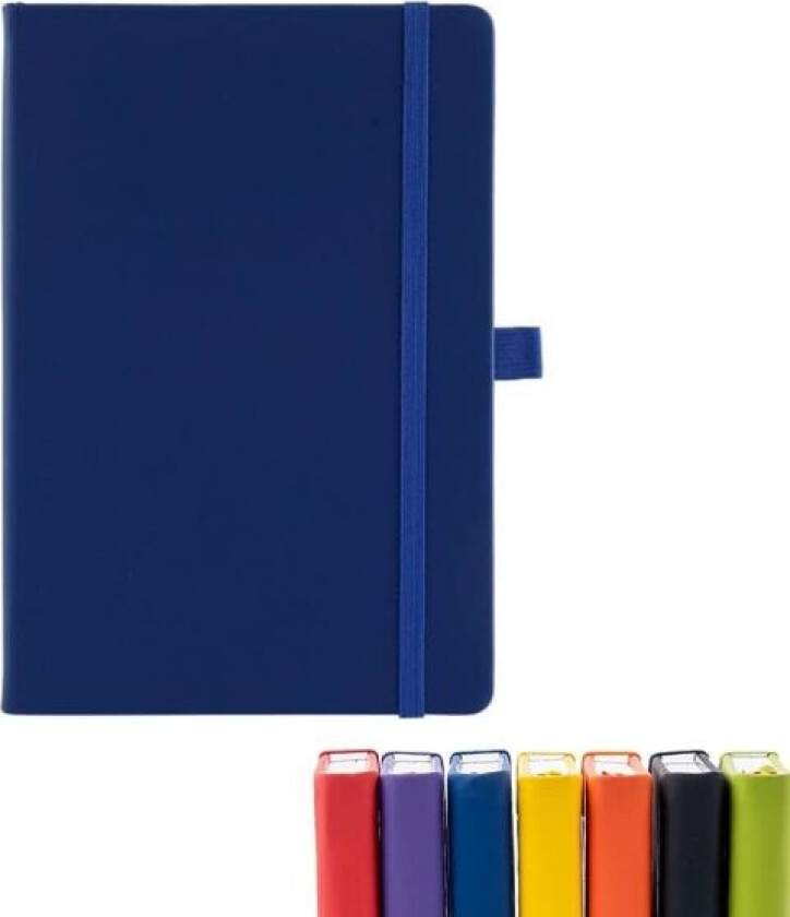 A5 Notatbok med Linjerte Sider Elastisk Bånd, PU Lær Klassisk Skrivebok Medium Premium Linjert Papir Rulet Journal 200 Sider (Blå)