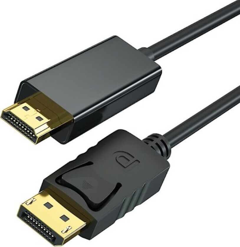 DisplayPort til HDMI 6 fot gullbelagt kabel, Avacon Display Port til HDMI-adapter hann til hann svart