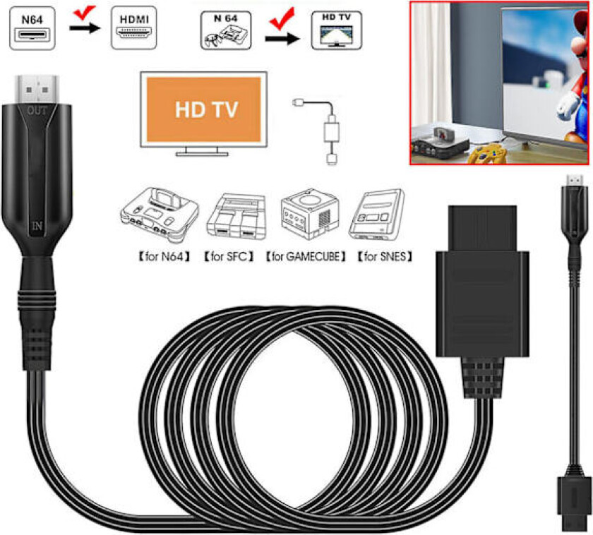 For Nintendo Gamecube Super NES / SNES N64 Til HDMI Adapter Konverter Link Kabel