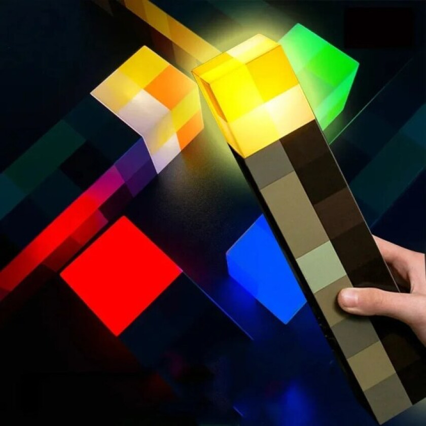 Minecraft Brownstone Torch Lampe Figur 4 Farger Soverom Dekorativt Lys LED Nattlampe USB-lading med spenne Barn Leke Gave