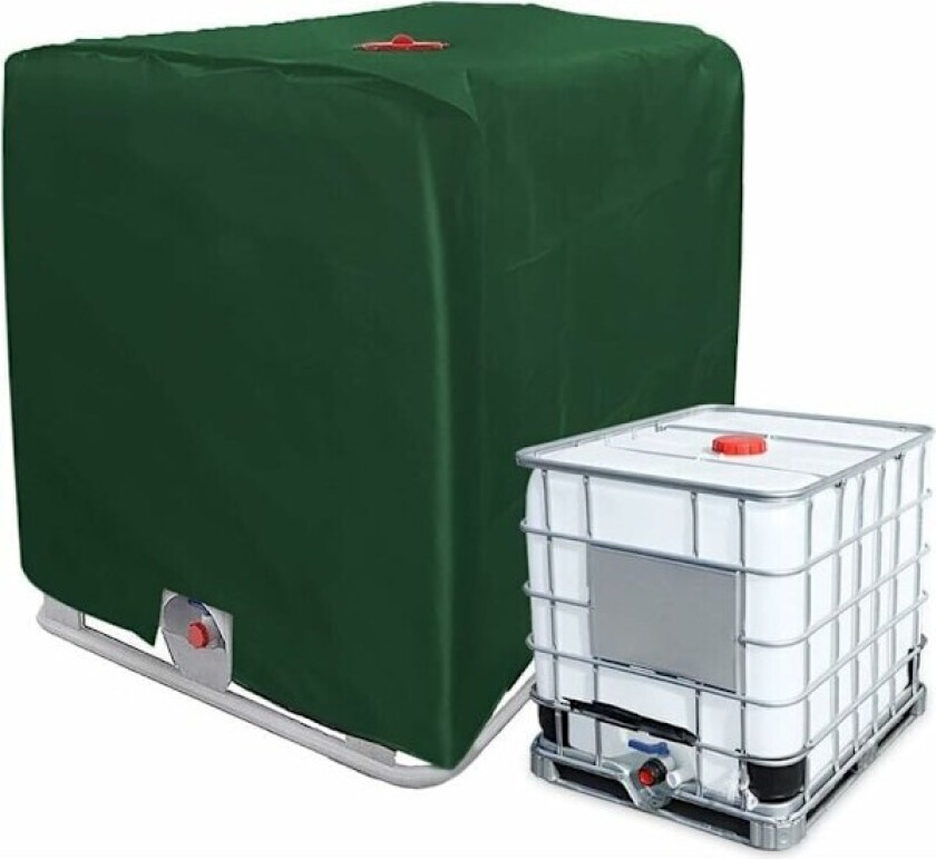 IBC Tankdeksel Presenning for 1000L IBC Container, GU.B/bon 116 x 100 x 120 cm Vanntankdeksel Anti-UV Anti-Regn (Grønn)..DEBUNS