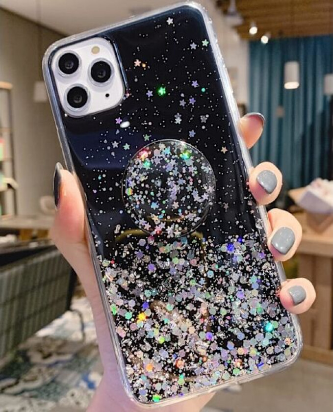 iPhone 11 Pro Max Etui Kvinner Jenter Glitter Gnisten Bling Søte Etuier med Ring Stativ Myk Telefon Beskyttende Skall Telefondeksel for iPhone 11 Pro Max