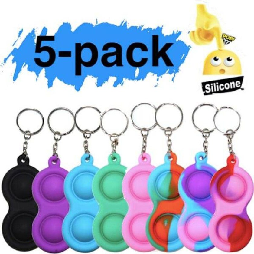 5-pakning Simple dimple, MINI Pop it Fidget Finger Toy / Leke - CE