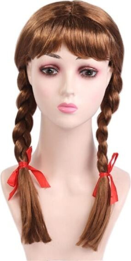 Jente flettet Anna parykk lang cosplay syntetiske parykker for Halloween