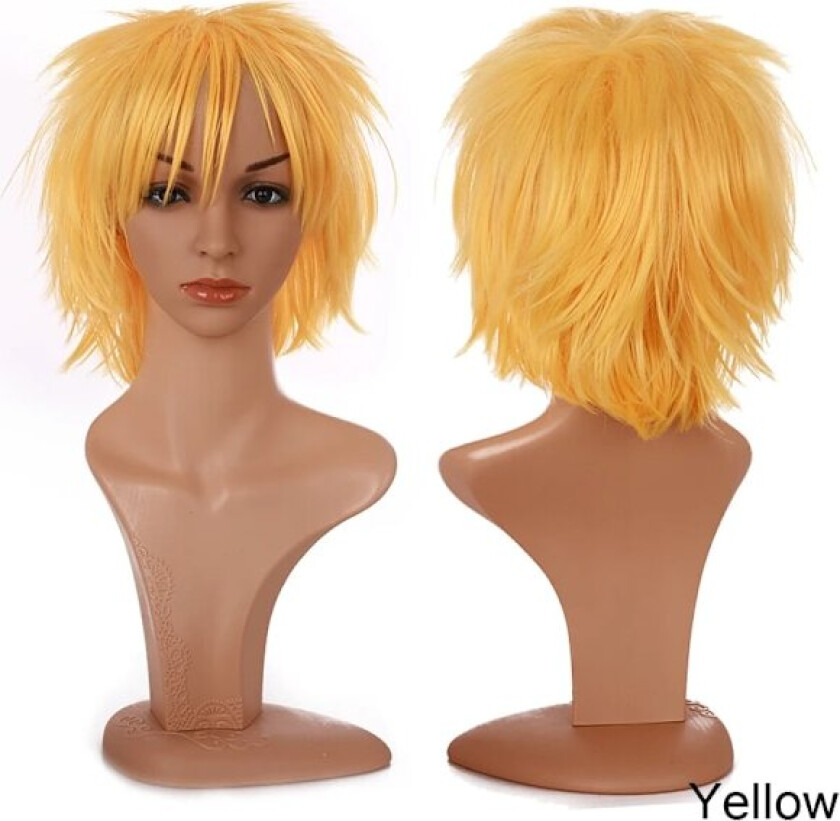 BENIHAIR Syntetisk Parykk Cosplay Parykk Hvit Rød Grønn Blå Rosa Gult Hår Kortlag Parykk Falsk Hårforlengelse Herre Kvinner Festparykk Lys oransje 12 tommer