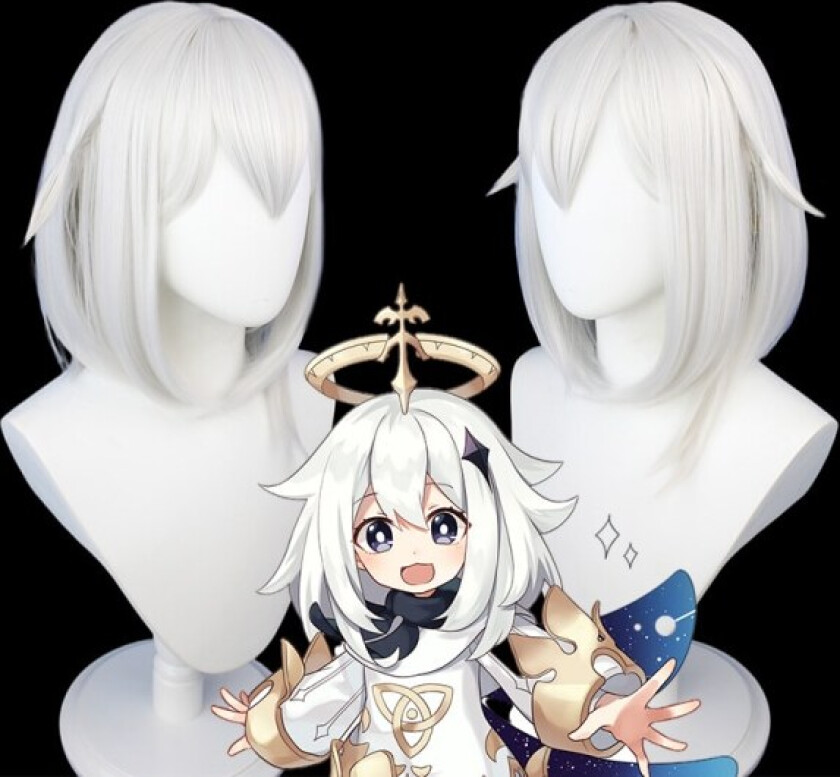Genshin Impact Paimon Cosplay Parykk Npc Grå Kort