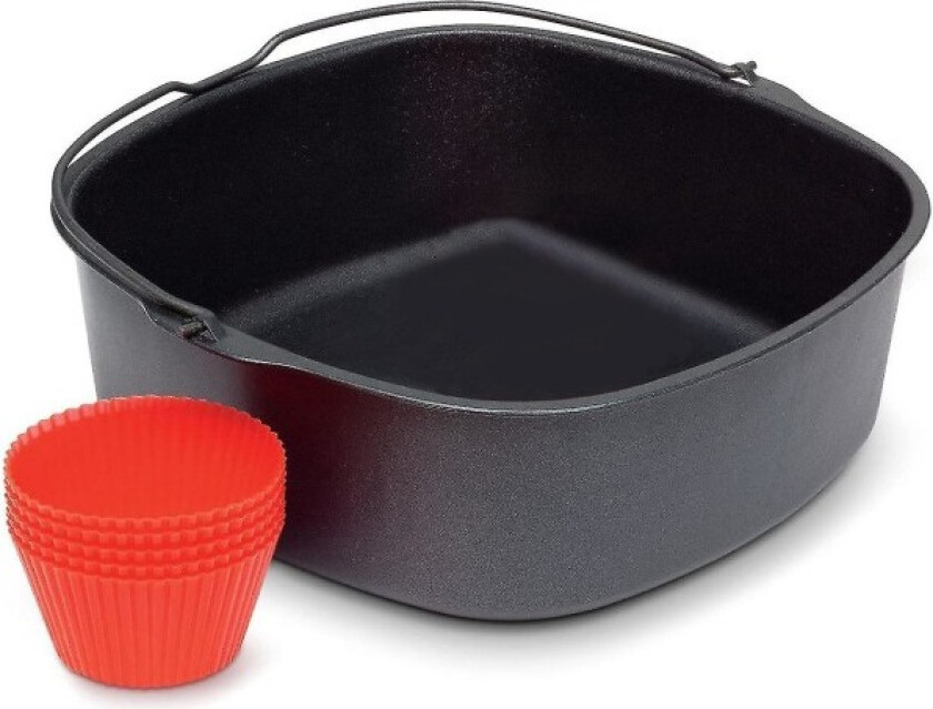 Fritøse Non-stick Bakepanne for Airfryer, silikon Ovnshansker Fritøse Tilbehør 7 tommer