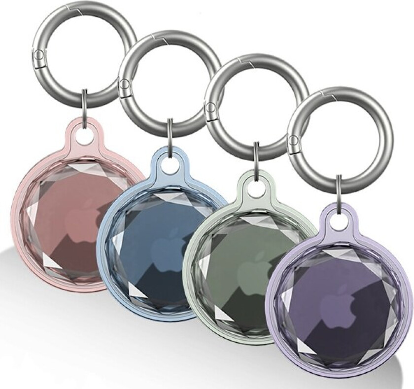 Vanntett AirTag-holder, 4-pak AirTag-nøkkelring, AirTag-etui for hundekrage, bagasje, nøkler, full kroppsbeskyttelse mot riper (4 farger)