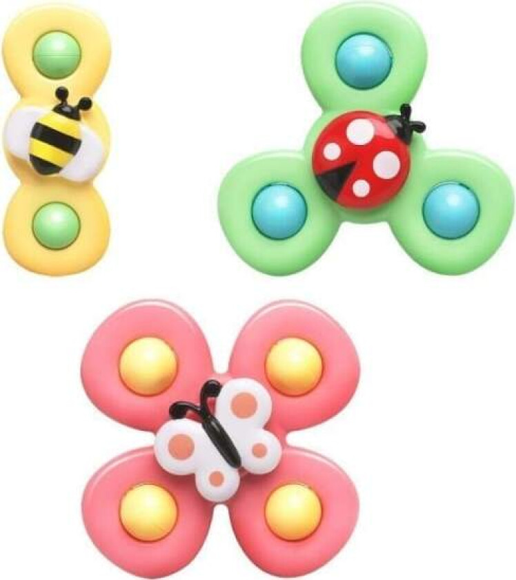 3 stk Baby Sugerørsspinnere Leke Fidget Spinner Badeleker flerfarget