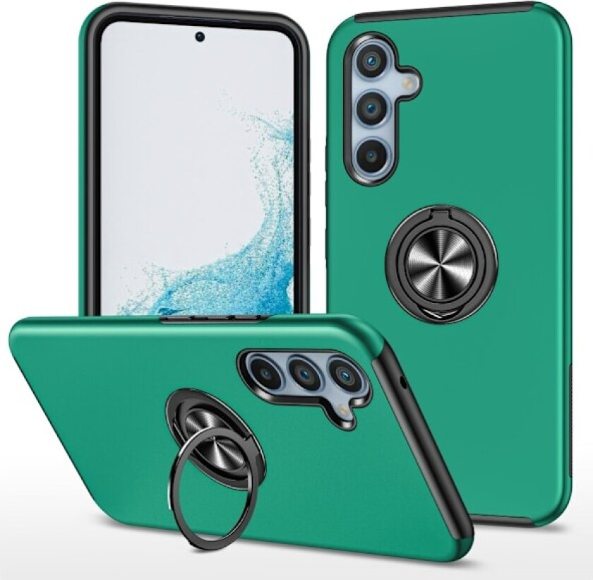 Til Samsung Galaxy A56 5G Hybrid Deksel med Roterbar Ringholder - Mørkeblå