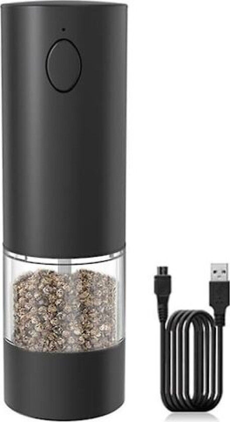 Elektrisk Salt- og Pepperkvern Oppladbar Automatisk Pepperkvern med Justerbar Grovhet med LED-Lys-A